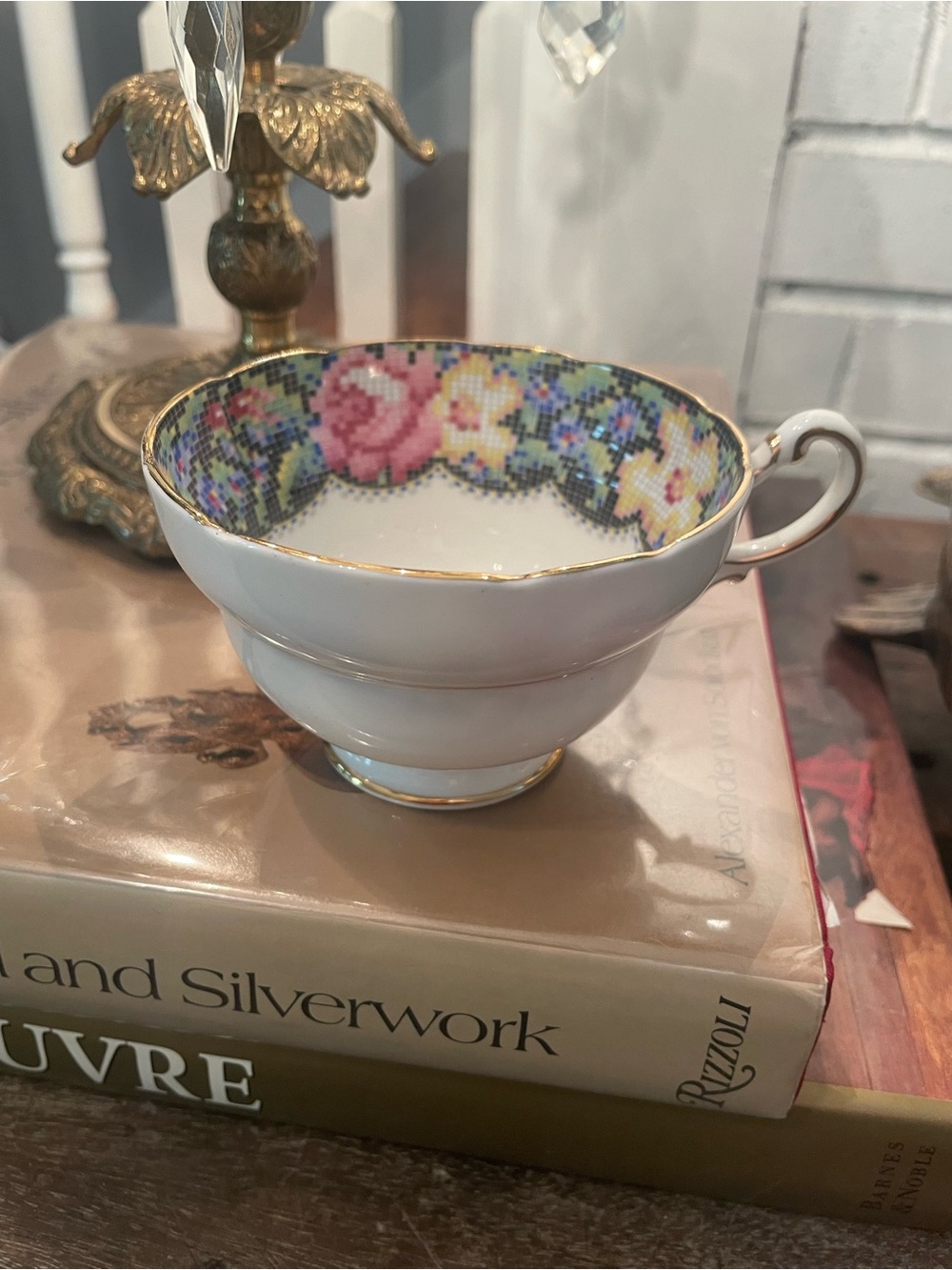 Vintage “Gingham Rose” Paragon Fine Bone China teacup